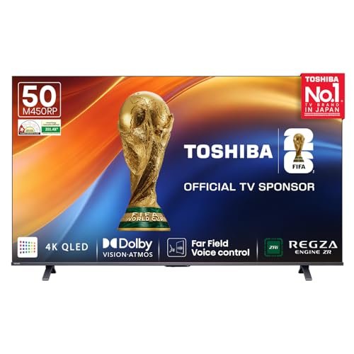 Toshiba 126 cm (50 Inches) 4K Ultra HD Smart QLED TV | Dolby Atmos, HDR10+ | 24W Powerful Speakers | Sports Mode | REGZA Engine ZR | Voice Control |4K Upscaling | VIDAA OS | 50M450RP (Black)