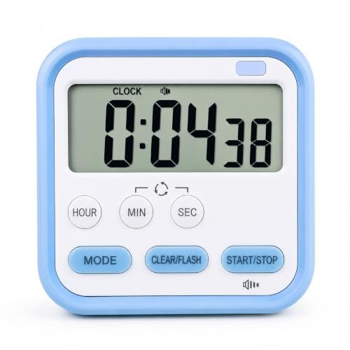 ONISWELL Digital Kitchen Timer & Stopwatch | Large LCD Display, 24-Hour Countdown Timer with Loud Alarm & Flashing Light | Magnetic Back & Retractable Stand | Study, Cooking, Baking, Office & Gym