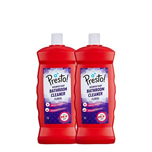 Amazon Brand – Presto! Bathroom Cleaner | Floral | 2 Litre | 1 L X 2 Packs | Suitable For Bathroom Floors, Slabs, Wall Tiles, Sinks, Basins, Stainless Steel Taps & Shower Heads