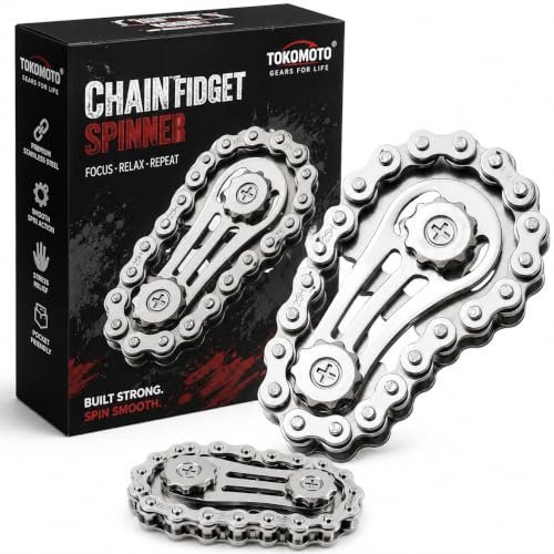 Bike Chain Gear Fidget Spinner Metal Chain Fidget Toy | Stress Anxiety Relief Fidget Toy Finger Spinning Toy for Kids & Adult, Chain Gear Roller Desk Toys for Stress Buster