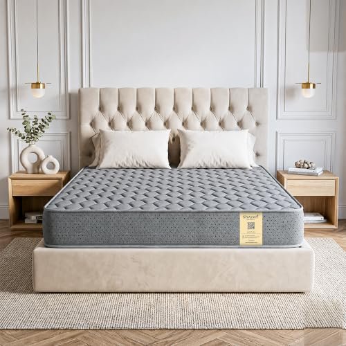 Shayan Orthopedic Memory Foam Mattress | 8 inch King Size | HR Foam Support with Motion Isolation | Breathable Knitted Fabric | Pressure Relief & Spine Support Mattress | 72x78x8 Inches Grey.
