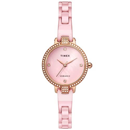 TIMEX Womens 28 mm Mother of Pearl Pink Dial Ceramic Bracelet Analogue Watch – TWEL15701 (WTITWEL15701, Not assigned, Not assigned)
