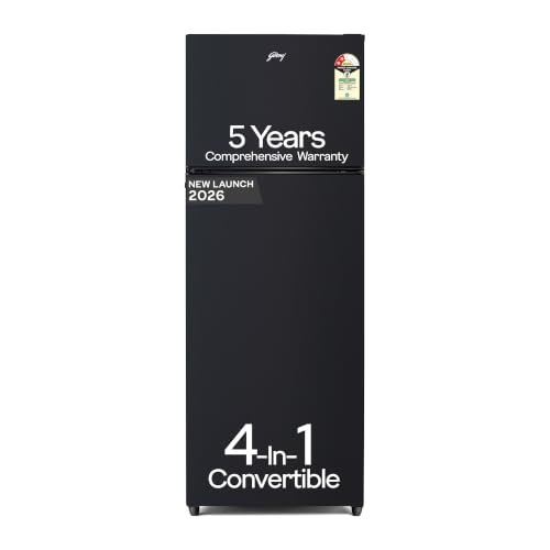 Godrej 415L 1 Star| New Launch| 5 Years Comprehensive Warranty| 95%+ Food Surface Disinfection| 6-in1 Freezer Convertible| Frost Free Double Door Refrigerator (RF EON 416AN RCI GR BK, Graphite Black)