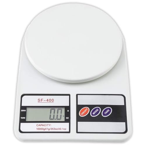 Btag SF-400 Digital Kitchen Weighing Scale | 10Kg x 1g Precision | 1 year (6+6 months) warranty | Food Scale with LCD Display for Cooking, Baking, Meal Prep & Healthy Diet | (White)