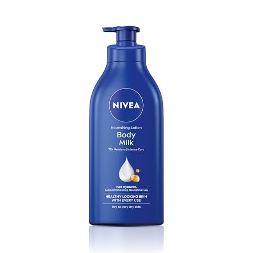 NIVEA Nourishing Body Milk 600ml Body Lotion with Hyaluronic Acid | 72Hr Hydration | Deep Moisture Care for Very Dry Skin | Enriched with Almond Oil | Smooth, Radiant & Healthy Looking Skin Care