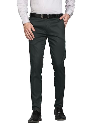 Vogaan Formal Pant with Expandable Waist for Men | Men’s Cotton Regular Fit Flat Front Pant for Party and Casual Wear (Green_30)