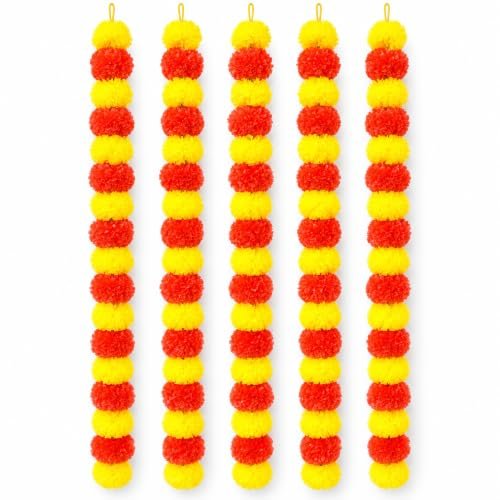 Upyog Artificial Marigold Flower Garland Strings Decorative Hanging Toran, Yellow & Orange