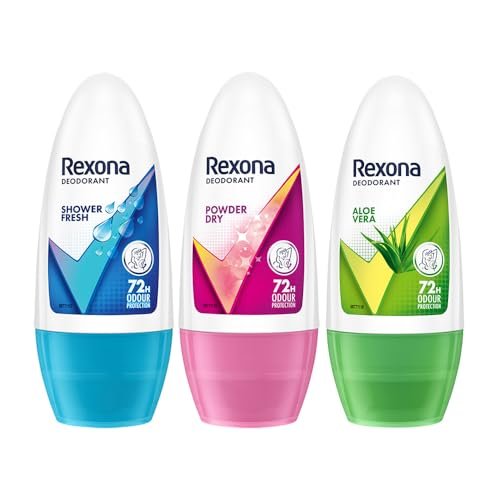 Rexona Women Underarm Roll-On Deodorant Combo of 3 | Aloe Vera, Shower Fresh & Powder Dry Roll on (50ml Each)