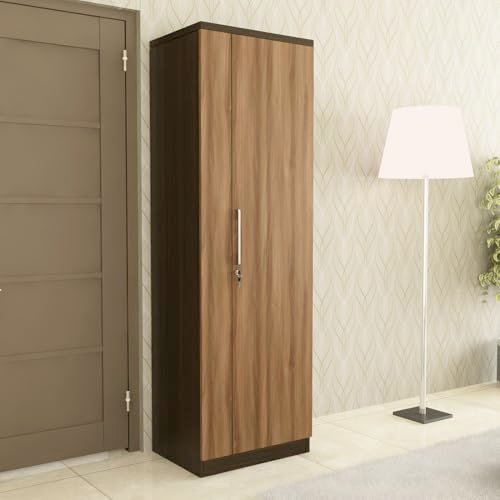 Spacewood Ken Wardrobe | 3 Year Warranty | Almirah, Cupboard, Almari, 1 Door Wardrobe, 1 Hanging Space|Engineered Wood| Walnut Bronze