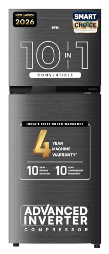 IFB Smart Choice 241L 3Star 10 in 1 Convertible,Advanced Inverter Frost-Free Double Door Refrigerator with 30 Hrs Cooling Retention,Freezer LED &4 Year Super Warranty (2026,IFBFF-291CYOSETM,Onyx Grey)
