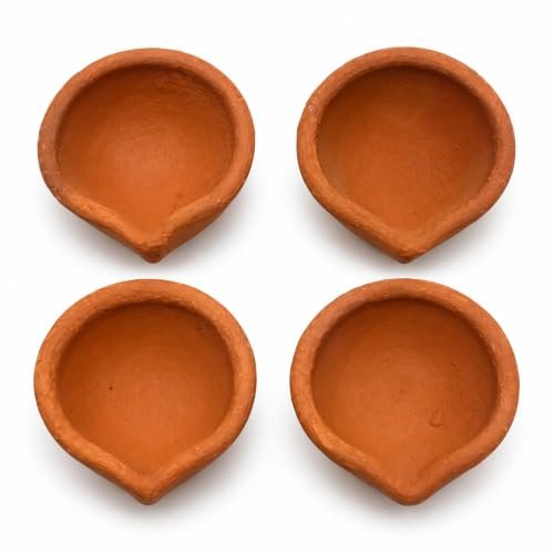Shreeji Creations Clay Diya|Traditional Clay Diya|Pack of 4