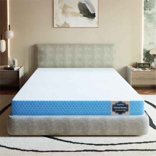 SleepyHug Ortho Spinex Plus | Aircell Technology | 5 inch HR Foam Mattress for Back Pain Relief & Spine Alignment | 5 Years Warranty | King Bed Size | Blue | (LxW- 72×72 Inches)