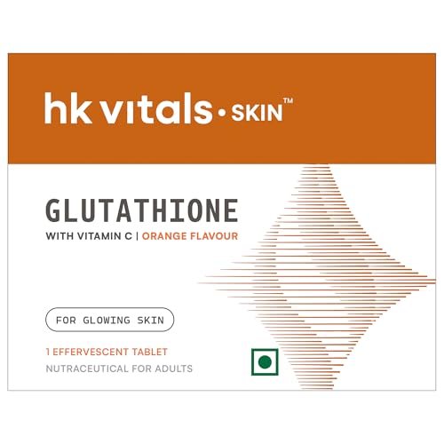 hk vitals Glutathione, Orange, 1 Effervescent Tablet (Sample Pack) | L-Glutathione with Vitamin C & E | For Skin Glow & Hydration