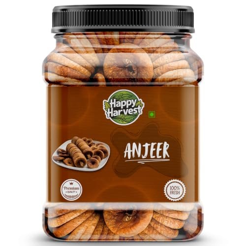 HAPPY HARVEST Dry Figs Anjeer 1kg | Soft Natural Dried Figs | Fibre Rich Dry Fruit Snack | Ready to Eat Anjeer | Ideal for Milkshakes, Desserts, Fasting & Daily Snacking