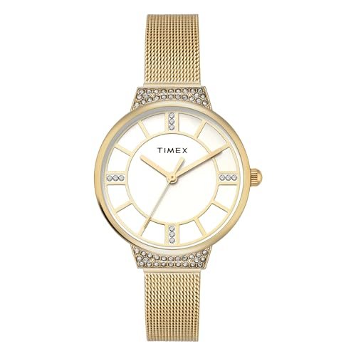 TIMEX Champagne Round Dial Analog Women’s Watch – TWEL22401