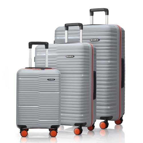 HRX Zanzibar 3Pc Set Canes Grey Polypropylene Hard Shell Suitcase Set – Premium Travel Trolley Bags with 8 Spinner Wheels, Number Lock & Water Resistant Body