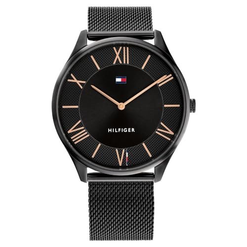 Tommy Hilfiger Black Dial Black Stainless Steel Strap Analog Watch for Men-TH1710513