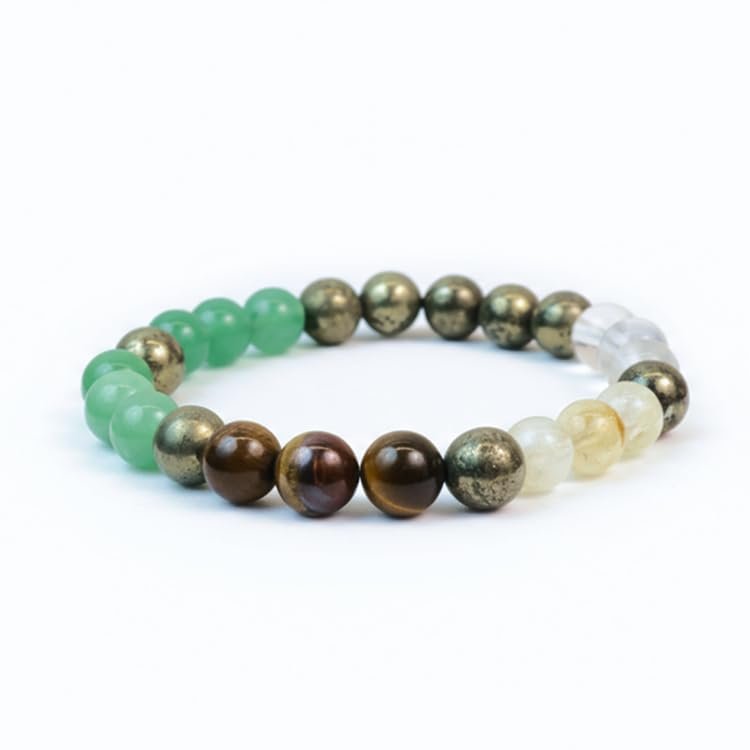 Astroyogi Dhan Yog Bracelet for Men & Women, Natural Tiger Eye, Pyrite, Citrine, Green Aventurine, Quartz & Hematite, Prosperity, Career Growth & Confidence, Gifts for Women & Men