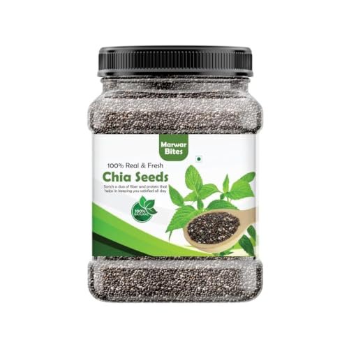 Marwarbites Chia Seeds 1kg | Premium Quality Natural Chia Seeds | Rich in Dietary Fibre | Ideal for Smoothies, Oats, Yogurt & Chia Pudding | Healthy Breakfast & Daily Nutrition