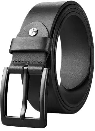 Premium Genuine Leather Belt for Men with Classic Pin Buckle, Adjustable Casual and Formal Waist Belt for Office, Business and Travel