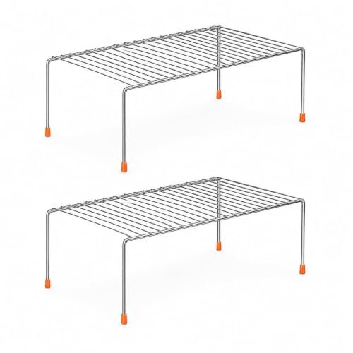 NH10 DESIGNS Stainless Steel Utensils Dish Rack/Multipurpose Rustproof Shelf/Storage Shelves/Stand For Home & Kitchen Cabinet, Cupboard & Pantry (Pack Of 2, Nhsp, Under Cabinet, Floating Shelves)