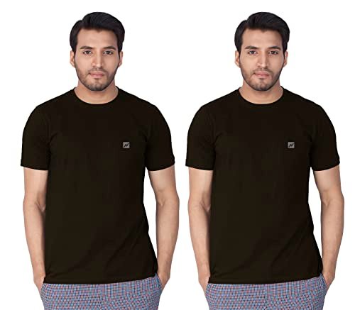 Lux Nitro Pack of 2 Men’s Round Neck Solid Tshirt Black