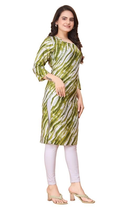 AK Fashion Mall Womens Crepe Kurti | Straight Fit | Knee-Length | Crew Neck | 3/4 Sleeves | Casual & Office Wear