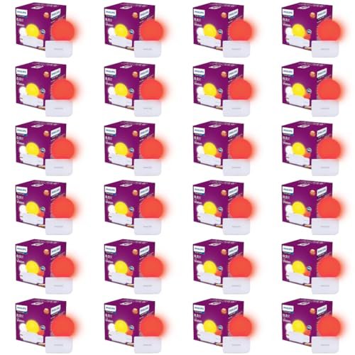 Philips 0.5W LED Bulb Red | Joy Vision Plug-and-Play LED Night Lamp | Night Light for Bedrooms & Corridors | 2-Pin Socket | Energy Saving, Long Life | Pack of 24