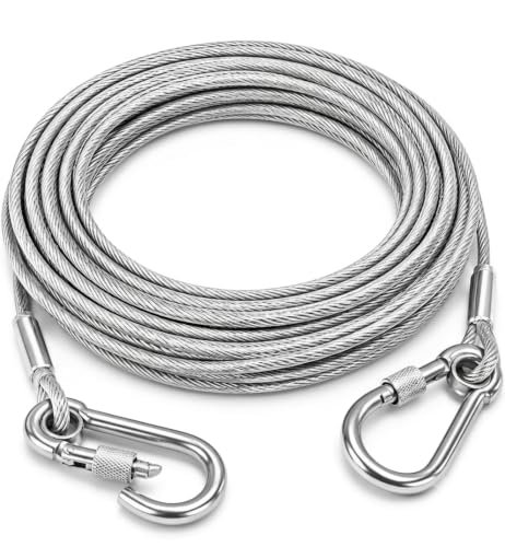 10 Meter Stainless Steel Clothesline Rope with Carabiner Hooks | Heavy-Duty, Rust-Resistant, Strong Hanging Dori, For Balcony, Bathroom, Terrace, Indoor & Outdoor Use