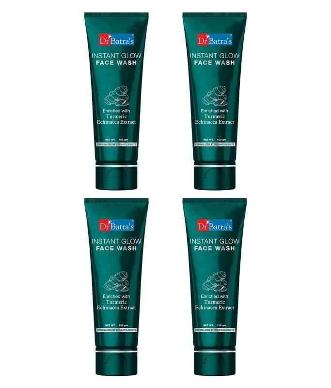 Dr Batra’s Dr. Batra’S Instant Glow Face Wash,Enriched With Echinacea&Turmeric,Repairs Skin Damage,Prevents Infections,Face Wash For Skin Complexion&Glowing Skin 100 Gm(Pack Of 4 For Men And Women)