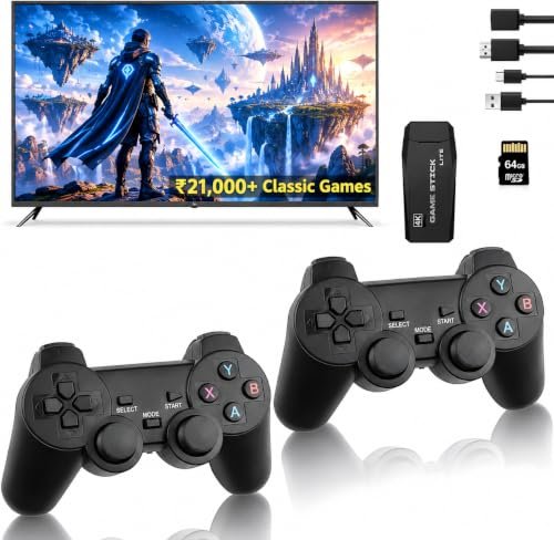 esportic 𝟏𝟓 𝐘𝐞𝐚𝐫 𝐖𝐚𝐫𝐫𝐚𝐧𝐭𝐲 Retro Game Stick Plug & Play 4K Video Game for TV | 21,000+ Classic Games 15 Emulators |HDMI | Two 2.4G Wireless Controllers | Gaming Console