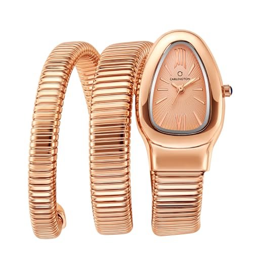 Carlington Elegant Snake Band Analog Women’s Watch – Premium Stainless Steel Strap, Oval Designer Dial, Water-Resistant Ladies Watch for Party & Casual Wear Premium Gift Watch for Women