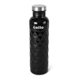 Cello Invictus Stainless Steel Double Walled Bottle, Hot and Cold, 700ml, Black | Vacusteel Water Flask with Durable DTP Coating | Leak Proof Flask for Beverages | Ideal for Home, Travel, Office