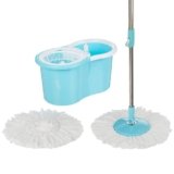 Presto! Spin Mop, Oval Bucket with Plastic Basket, 2 Refills, Blue & White