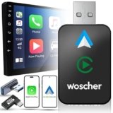 WOSCHER 2in1 Airlink Wireless Carplay Adapter|Android Auto Adapter for Car |Convert Wired to Wireless,Bluetooth Connectivity for Cars, OEM Installed Wired Android Auto/CarPlay (Black)|(1+1)Yr Warranty