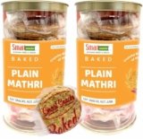 Smart Snacks Baked Plain Mathri, Whole Wheat Traditional Indian Crackers, Vacuum Sealed, Oil-Free