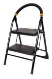 CIPLA PLAST 2 Step Ladder for Home use | Heavy Duty Alloy Steel Foldable Step Ladder with Anti Skid Shoes and Extra Strong Wide Steps Milano 2 Steps | GEC-L2M (Black)