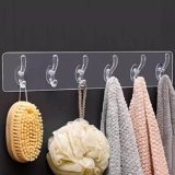 KBS Wall Hanger Hooks for Hanging Clothes Home Kitchen Office Bathroom Bedroom Door Organizers Accessories Items (6-Hook-Hanger-Transparent)(Pack of-1)