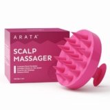 Arata Scalp Massager with Medical-Grade Silicone Bristles | For Dry, Oil Massage, Shampoo & Conditioning | Exfoliates, Boosts Hair Growth, Blood Flow, Prevents Dandruff & Hair Loss | For Men & Women