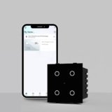 AZIOT SMART MODULAR 4 GANG TOUCH SWITCH (6 amps each) – GLASS (Not Acrylic): Elevate Your Home with Effortless Control (Fits in Anchor Roma Classic and similar plates), Black