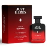 Just Herbs Intense Oud Red EDP Perfume Spray for Men, Long Lasting Up to 8 Hours Pure Fragrance Eau Da Parfum Mens Body Spray – 50 ml