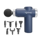 Lifelong Gun Massager for Pain Relief – 8 Massage Heads, 6 Speed Modes, Rechargeable, Quiet 20W Motor, Lightweight & Portable Deep Tissue Massager for Back, Neck, Legs & Travel Use