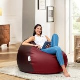 Amazon Brand – Solimo Premium Faux Leather Bean Bag Filled with Beans | Capacity: Upto 5.8 Ft Height, 85 Kg Weight | 2XL | Brown and Tan