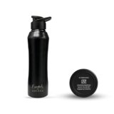 SOLARA Stainless Steel Water Bottle for adults 1 Litre (Pack of 1), Single walled, Steel water bottle 1 ltr, water bottle for school kids, Girls, Travel, Gym, Office, Black Knight