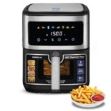 KENT Digital Air Fryer 6.5L,1600W,Bake,Grill & Roast,Up To 80% Less Oil Usage,Rapid Heat Circulation,8 Preset Menu,Digital Display & Touch Control Panel,Glass Window With In Built Light,Black
