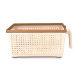 Nayasa Plastic Frill Basket | 6 Litre | Rectangular Shape | Veg Baskets for Storage in Kitchen | Food Basket for Kitchen | Peach