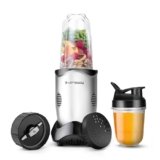 Longway Nutri Power 600 W Bullet Mixer Grinder & Smoothie Maker with Stainless Steel Blades & ABS Plastic Body | 22000 RPM | 3 Years Warranty (2 Jars, Silver)